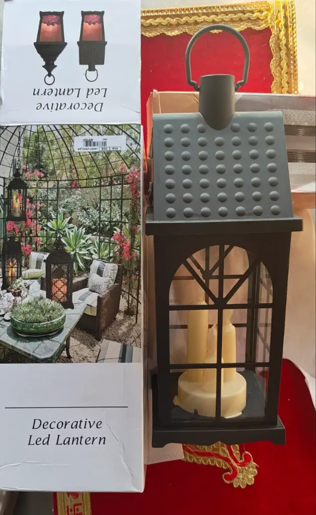 Vintag Led Candle lantern Black Metal  for Garden  14 inch 