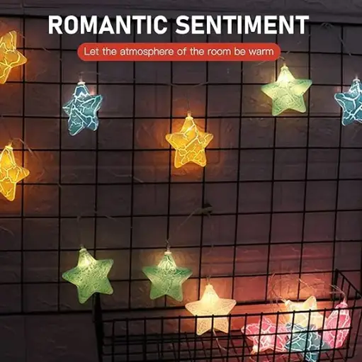 Star Crackle Light 10 Ft, 10 Led, Multicolor Decor Star Shape