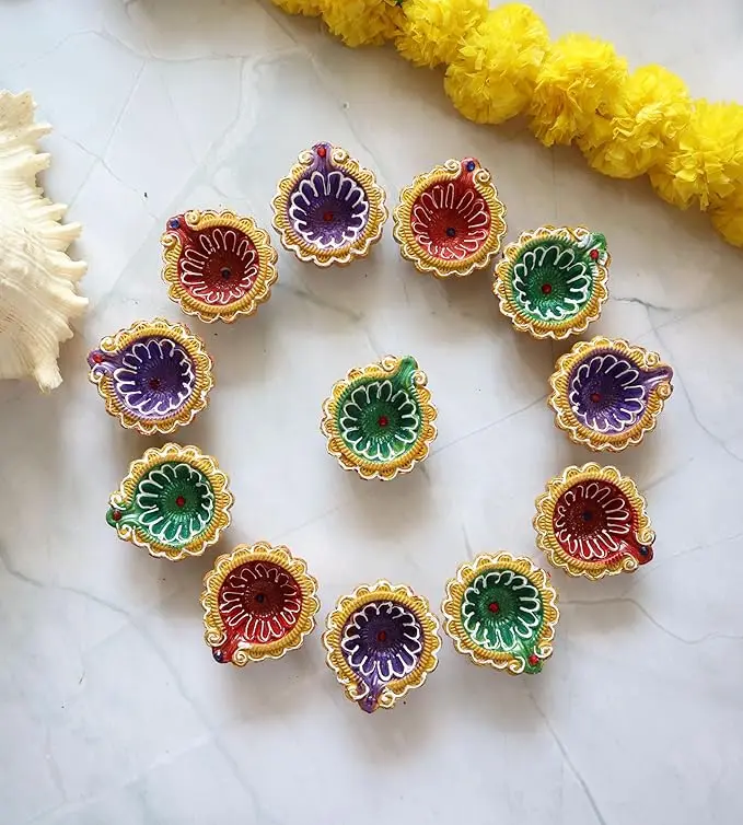 Diwali Diyas for Diwali Indian Karigar 12 piece