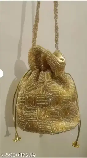 [BAGPOTTEL792025] golden  potli bag 11 x 15 CM