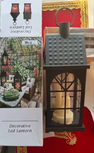 [Lantern05sep2025] Vintag Led Candle lantern Black Metal  for Garden  14 inch 